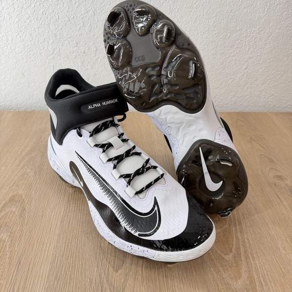 Nike Other - Nike Alpha Huarache Shoes Mens Size 13 White Black Baseball Cleats FD2744-107